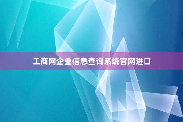 工商网企业信息查询系统官网进口